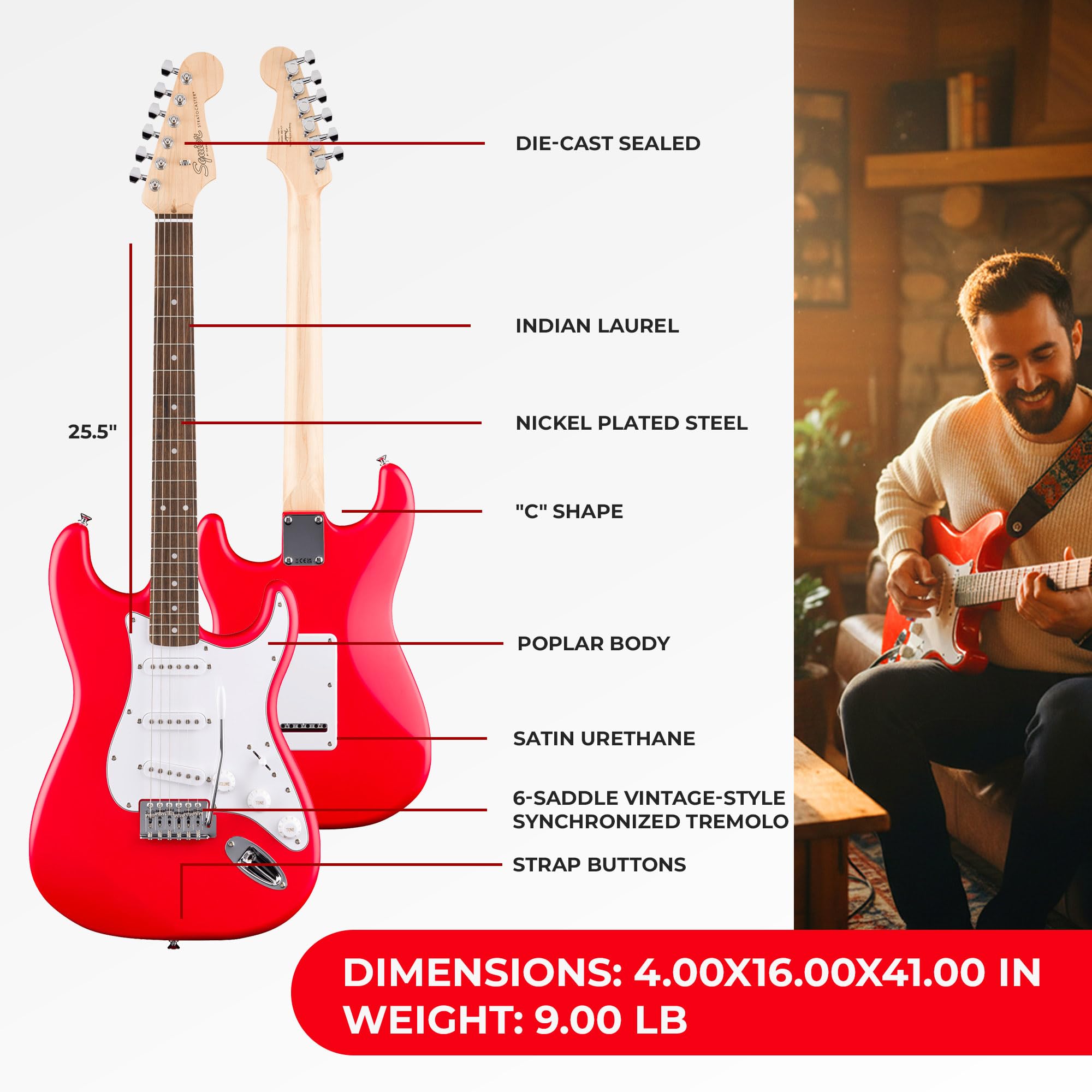 Amazon.com: Fender Squier Stratocaster - Torino Red : Musical